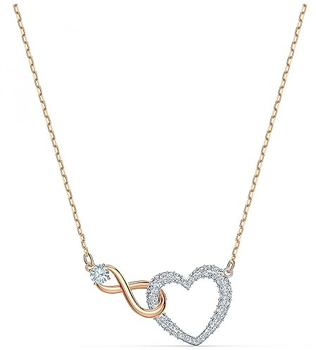 Swarovski Collana Infinity Heart 5518865, bianco, combinazione di finiture metalliche