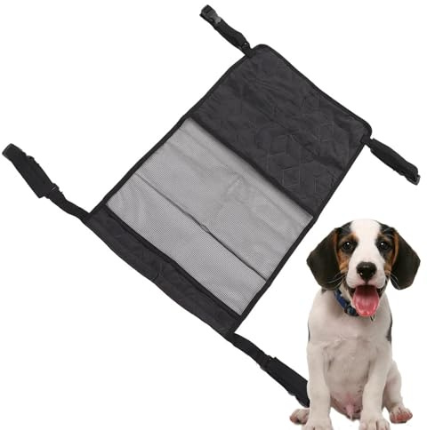 Valla para asiento trasero de coche, barrera de asiento trasero de coche para perro, funda de asiento de coche para asiento trasero con solapas laterales y ventana de malla, hamaca antideslizante