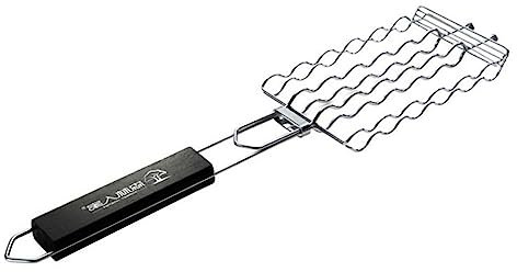 Yardenfun Edelstahl Grill Mesh Rack Mit Wellenmuster BBQ Zubehör Für Hot Dogs Würstchen Gemüse Geeignet Für Holzkohle Keramikgrills Langlebig Und rutschfest Für Grillpartys Und Camping