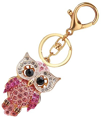 SAFIGLE 1stück Rhinestone Owl Schlüsselanhänger Metall Praktischer Taschenanhänger Für Eleganter Schlüsselring Für Abschluss Graduierung Rosa