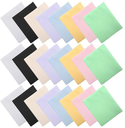 Oruola Toallitas Lot de 24 lingettes en microfibre pour lunettes, 15,2 x 17,8 cm, nettoie efficacement les lentilles, les écrans, les appareils photo, téléphone portable, écran LCD, TV 8 couleurs