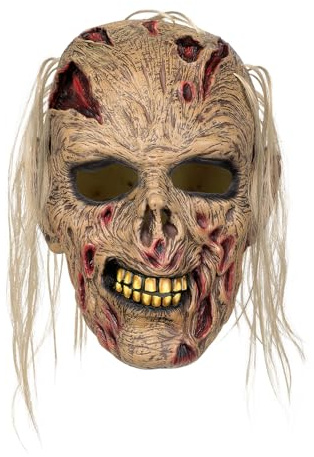 Boland 97609 – zombie huvudmask av latex med hår, skräckmask för kostymer, halloween och karneval, dödskalle