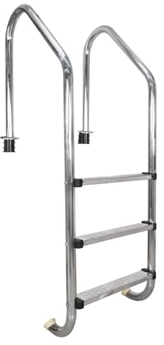 WENNEWU Swimming Pool Ladder, 2/3/4/5-Step In-Ground Stainless Steel Step for Indoor/Outdoor Pool, Heavy Duty Non-Slip Ladder, Easy Assembly,A,3 Steps