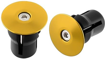 Aluminium Lenker Endkappen, Rennrad Klingel Lenkerstopfen (Golden) | Leicht & Robust, Bike Handlebar Bar End Plug für Mountainbike, MTB & Road Bikes, Kompatibel mit 17-23,5 mm Griffen