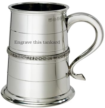 Wentworth Pewter – Single Celtic Band 1 Pint Pewter Tankard – Classic British Beer Mug with Traditional Celtic Design – Engraving Available (with Engraving)
