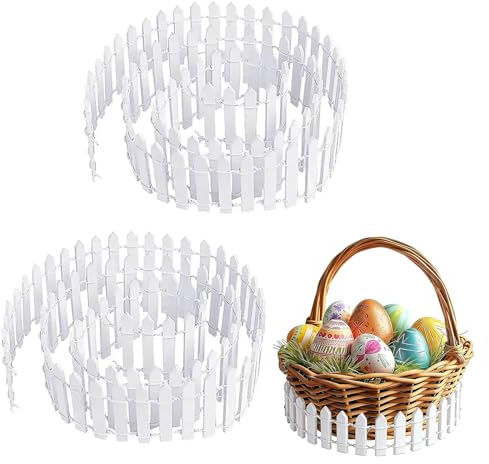 2PCS Fairy Garden Accessories & Mini Fence, 90x5cm White | Plastic, Flexible Mini Fence, 90x5cm, White, for Fairy Gardens, Plant Pots, Dollhouses And Dioramas