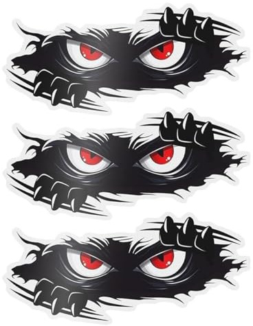 Ausi 3 calcomanías de Halloween con ojos enojados para autos, 10 x 4 pulgadas, vinilo negro para parachoques, calcomanías divertidas de Halloween para autos y camiones.