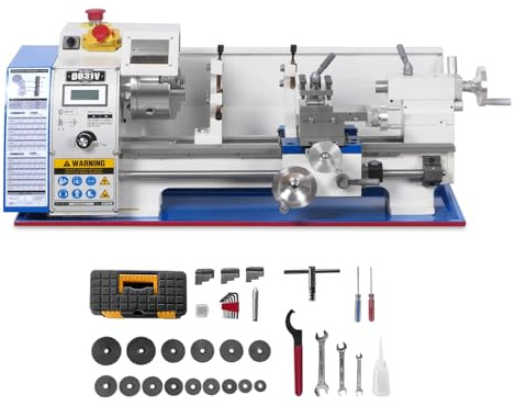 1.5'' Spindle Bore Metal Lathe Machine 8'' x 16'' High Precision Brushless Motor Mini 1.5HP Benchtop 0-2500 RPM Variable Speed Metal Working Machine 1.5'' Spindle Bore Small Lathe without Stand,0831V