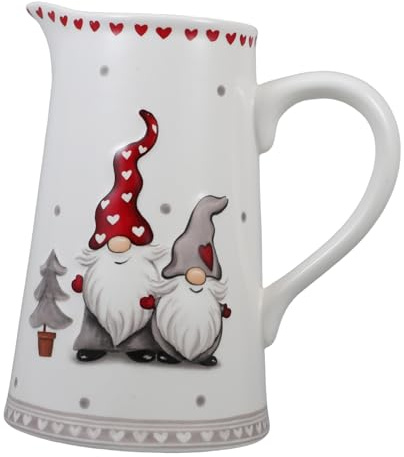 FONDOTIN Brocca Acqua Fredda Natalizia in Ceramica Manico, Bottiglia Design Nordico, Grande Capacità Per Uso Domestico e Feste