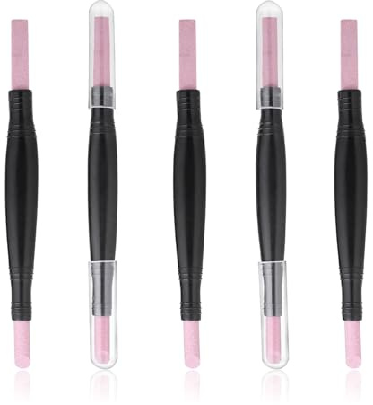 5 Pcs Round Nail File, Double-Headed Nail Polishing Pen Cuticle File Care Set Cuticle Pusher Remover Trimmer Buffer Pen Art Tools Household Beauty Salon Peeling Dead Skin Repairing