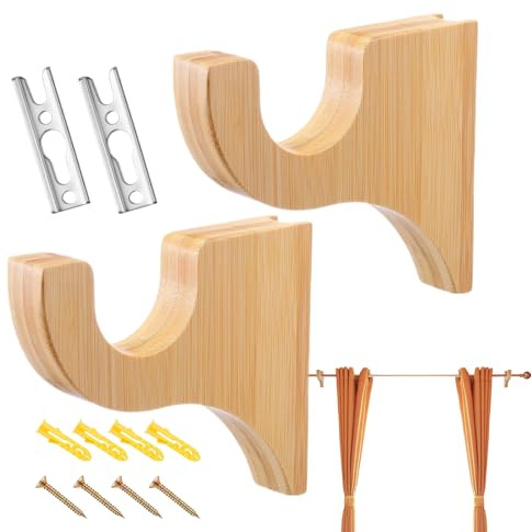 Ganchos Para Varillas De Cortinas - Colgadores De Herrajes Para Ventanas De Madera 2 Piezas - Soportes Para Varillas De Cortinas - Para Apartamento Habitación Dormitorio Armario Ducha Techo Pared