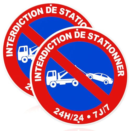 2 Panneau Interdiction de Stationner, Panneau Stationnement Interdit (B) | pour Usage Extérieur & Parking Privé, Signalisation Claire et Résistante, Panneau Interdit de Stationner, 19x19 cm