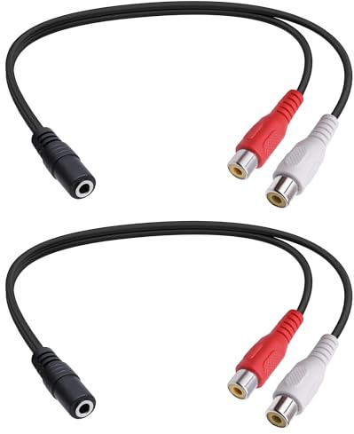 YARCHONN Cavo audio stereo da 3,5 mm a jack RCA da 3,5 mm femmina jack a doppia presa RCA socket Y splitter cavo adattatore 25 cm telefono PC tablet collegamento a amplificatore altoparlante esterno