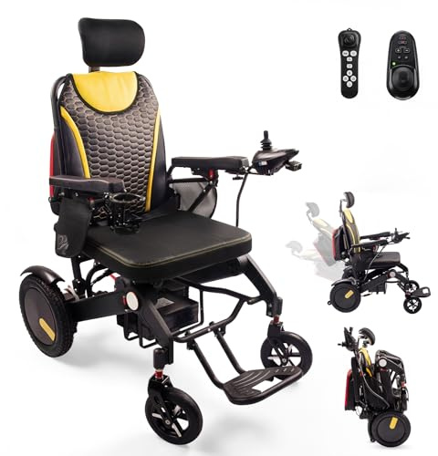 MediHoist Rollstuhl faltbar 170kg Tragkraft & 40km Reichweite, Elektrischer Rollstuhl 500W Motor, Elektrorollstuhl für Reisende & Senioren, 360° Joystick mit Fernbedienung, Luftfahrtzugelassen