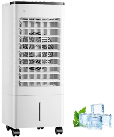 Enfriador de aire evaporativo portátil 4 en 1, ventilador enfriador de aire con tanque de 9L con control remoto, 3 velocidades, pantalla LED, temporizador de 7.5H, oscilación automática y enfriador
