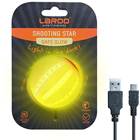 LaRoo Ball für Hunde, Hundespielzeug Ball Silikon Leuchtendes LED Hundeball mit USB Wiederaufladbarem Glühen in der Dunkelheit Hund Ball Zähne Reiniger Training Kugel für Hunde Spielen (Gelb)