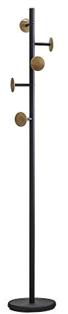 Balvi - porte-manteaux Shiitake Wood avec 5 crochets. Couleur: noir et bois. Hauteur: 174cm. Pour acc