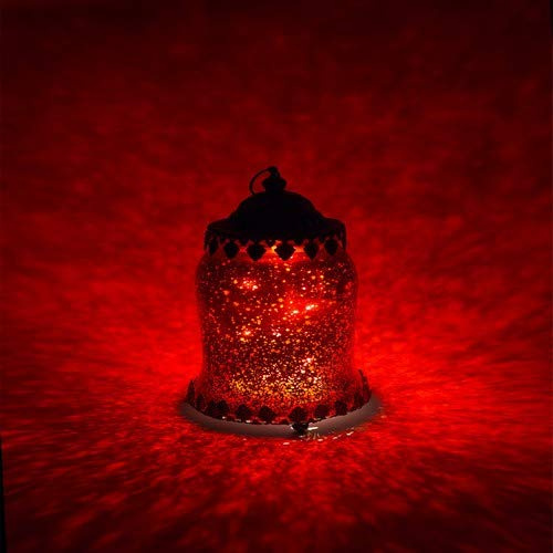 Jinfa | Farol de vidrio con luces LED para exterior | Farolillo para exteriores, interiores, centros de mesa, sin llama | Color rojo | Forma de campana