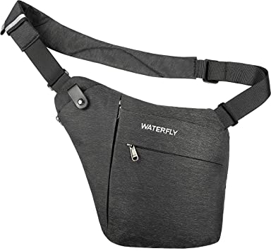WATERFLY Brusttasche Schultertasche Sling Bag: Anti Diebstahl Tasche Herren Damen Crossover Bag Umhängetasche Klein Crossbody Anti-theft Bodybag Cross Chest Pack Diebstahlsicher