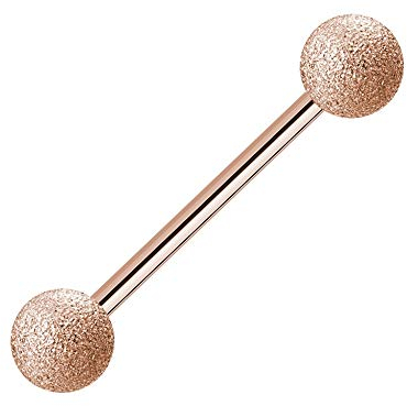 Treuheld | ROSEGOLD Piercing STAB in DIAMANT-OPTIK - 11 Größen & Längen - sandgestrahlte Kugeln zum Schrauben - Barbell - matt - Helix Ohr Tragus Piercing Schmuck - [05.] - 1.2 x 10 mm (Kugeln: 4mm)