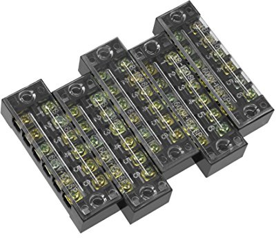 uxcell 5 Pcs Dual Rows 6 Positions 600V 15A Cable Barrier Block Terminal Strip TB-1506L
