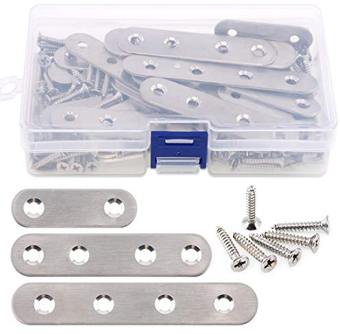 Glarks - Juego de 35 soportes rectos planos de acero inoxidable de 5 cm y 7,6 cm y 80 tornillos
