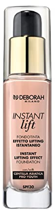 Deborah Fondotinta Instant LIft N.01 Fair SPF30, Lunga Tenuta, Effetto Lifting, Texture fluida e leggera, con Polveri Soft Focus che donano Radiosità Istantanea
