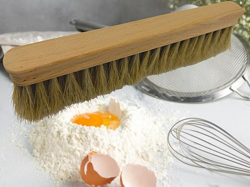 MAAJ MEHLBESEN 30 cm AUS Holz BESTÜCKT MIT HELLEM ROSSHAAR FALB - Made IN Germany