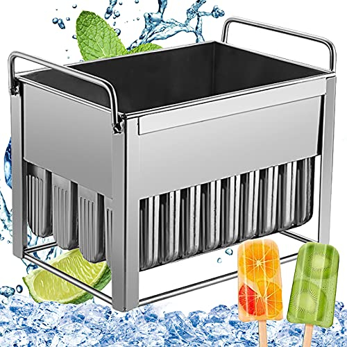 0℃ Outdoor Moules à Popsicle en Acier Inoxydable, Moule à Popsicle avec Support de Bâton Famille Ice Cream Ensemble de Moules de 40 avec Brosse de Nettoyage, pour la Popsicles/Sorbets Fait Maison,B