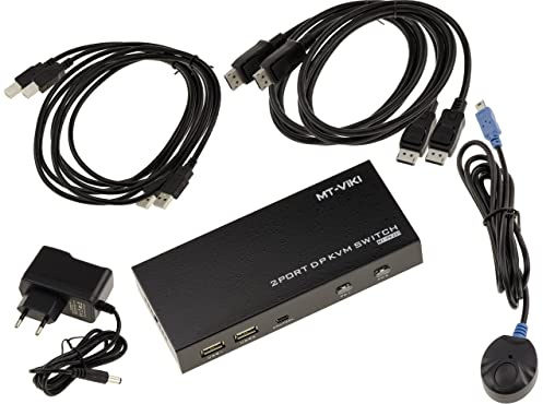 KALEA-INFORMATIQUE Automatischer KVM-Switch für 2 PCs mit DISPLAYPORT 4K 60Hz Monitor und USB-Tastatur und -Maus. Mit Fernbedienung, Netzteil und Kabeln - ULTRA HD 4K 60Hz.