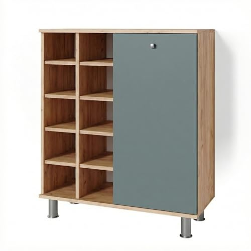 Vicco Badschrank Grün Fynn 78x92x34 cm - Wäscheschrank für die Schmutzwäsche, Zusätzlicher Stauraum für Handtücher, Pflegeprodukte & Deko