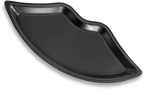 MengH-SHOP Vassoio Decorativa Piatto di Stoccaggio in Acciaio Inossidabile Forma delle Labbra Organizzatore per Gioielli Cosmetici Candela Tè Snack, Nero