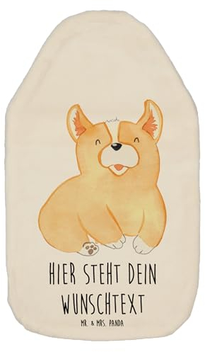 Mr. & Mrs. Panda Personalisierte Wärmflasche Corgie - Weiß