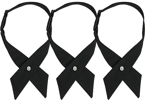 SUNTRADE Verstellbare Krawatte für Damen und Mädchen, Schuluniform, Kreuz-Krawatte für Mädchen, 3 Stück