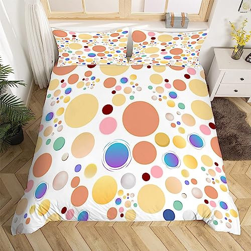 Tupfen Bettwäsche Set 200x200 cm Weich Mikrofaser Art Deco Bettwäsche-Set mit Reißverschluss 3 Teilig Bettbezug mit 2 Kissenbezug 80x80 cm