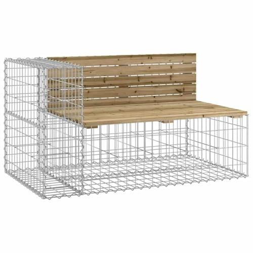 vidaXL Banc de Jardin Design Gabion 122x71x65,5cm Bois de pin imprégné, siège de Jardin, Banc de Parc, Banc de Pique-Nique de Jardin, Banc extérieur