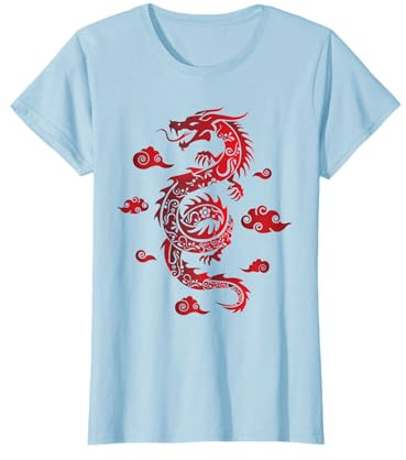 Chinese Asian Culture Traditional Red Chinese Dragon Art T-Shirt