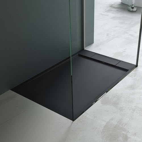 Mai & Mai Duschwanne 80x120x4cm Duschtasse aus Mineralguss | Mineralgusswanne in Anthrazit Matt Geoma04