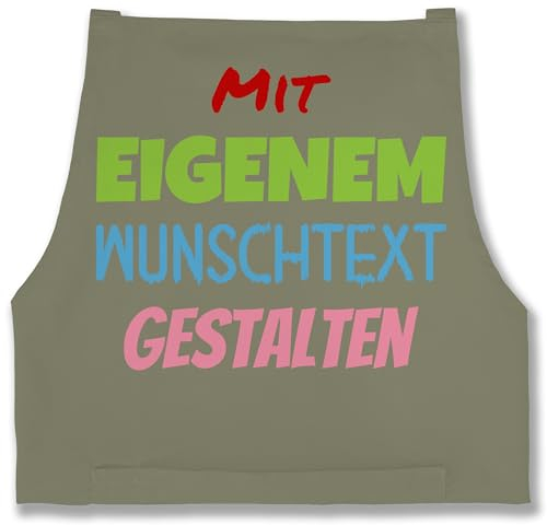 Schürze - Aufdruck selbst gestalten - Wunschtext I Mit eigenem Text personalisiert I Custom Text - 85x69 - Sage Grün - kochschürze bedrucken lassen personalisierte beschriften schürzen