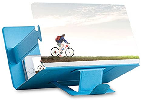 8 Zoll 3D-Telefon-Bildschirmlupe Stereoskopische Verstärkung Desktop Faltbare Lederhalterung Handyhalter Tablet-Halter (Farbe: Blau) Stern des Lichts