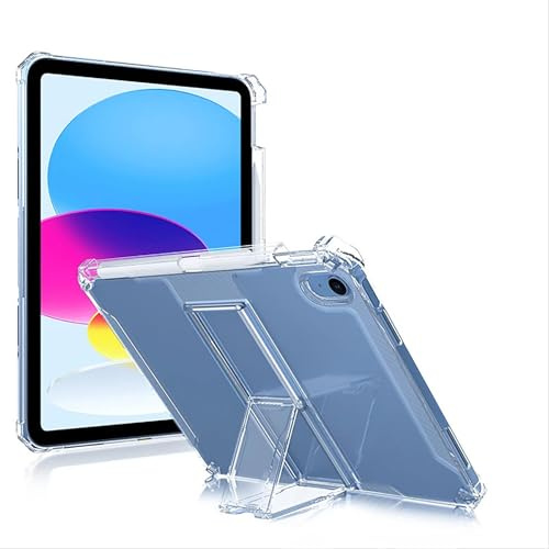 GIOPUEY Funda para iPad Air 3/iPad Pro 10.5, Carcasa Trasera de TPU Suave Case con Soporte, Cubierta Delgada, Protección con Airbag - Transparente