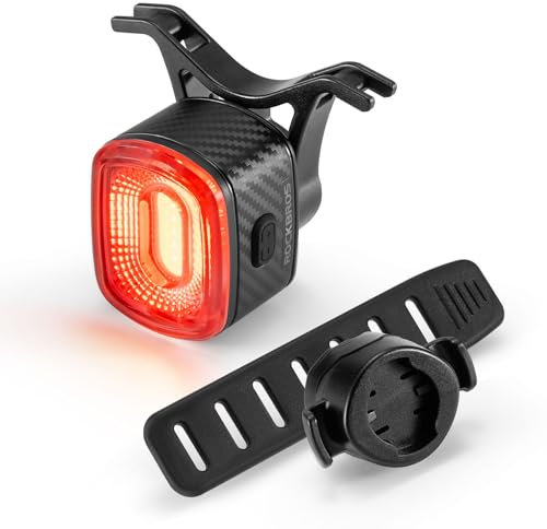 ROCKBROS Bike Tail Light Rear Light USB Rechargeable Bicycle Taillight Waterproof LED Bike Back Ultra Bright Smart Cycling for Safety Warning MTB Road Bikes with 5 Modes, Up To 65 Hours
