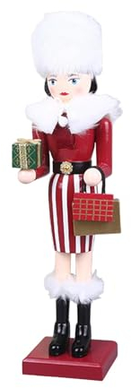 LOVIVER 1-Piece 38cm Wooden Nutcracker decoration, traditional Christmas Nutcracker Figure, festive gathering Desktop Crafts, Festive Home Decor, Gift for children Family