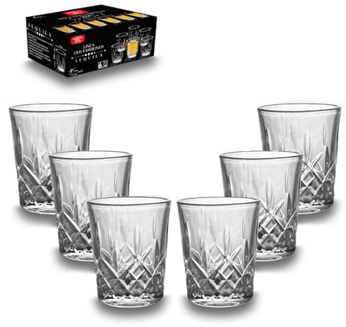ARCA, Set di 6 Bicchieri Old Fashioned Vetro per Tequila, Liquori, 60ml