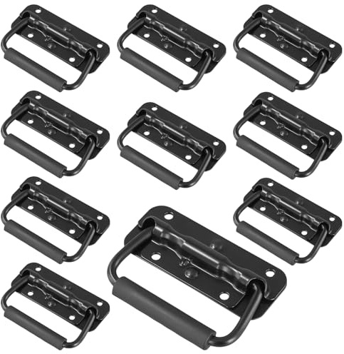 NAMYEUT Lot de 10 poignées pliantes en acier inoxydable - Noir - En métal - 110 x 40 mm - Argenté