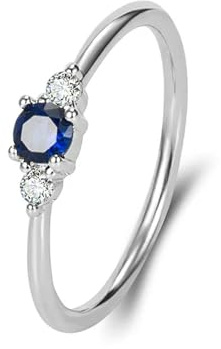 Bague de Bijoux en Argent 925 pour Femmes Saphir Zircon Pierre précieuse Or Couleur Doigts bagues Mariage fiançailles fête Accessoire -7-Argent
