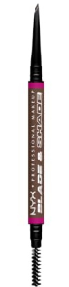 NYX Professional Makeup Augenbrauenstift, Mit zweiseitiger Spitze zum Definieren der Augenbrauen, Bis zu 16h wischfest und farbecht, Vegane Formel, Blade & Shade Nano, Farbton: Brunette