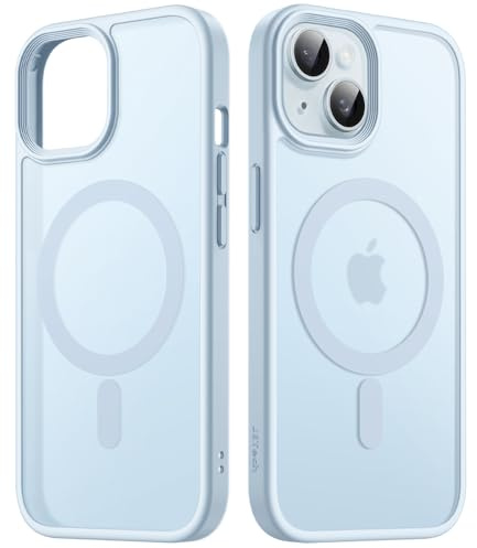 JETech Matte Magnetische Hülle für iPhone 15, Blau Rückseite | Kompatibel mit MagSafe, Matte Transluzent Rückseite, Dünn Stoßschutz