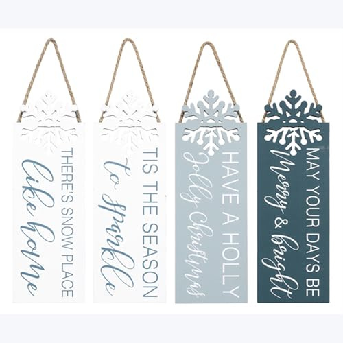 Young's Inc Wood Wall Sign with Snowflake, 4 Ast