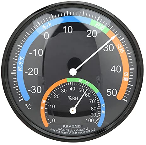 TH101 Thermomètre à aiguilles rondes pour la maison, l'intérieur et l'extérieur Noir